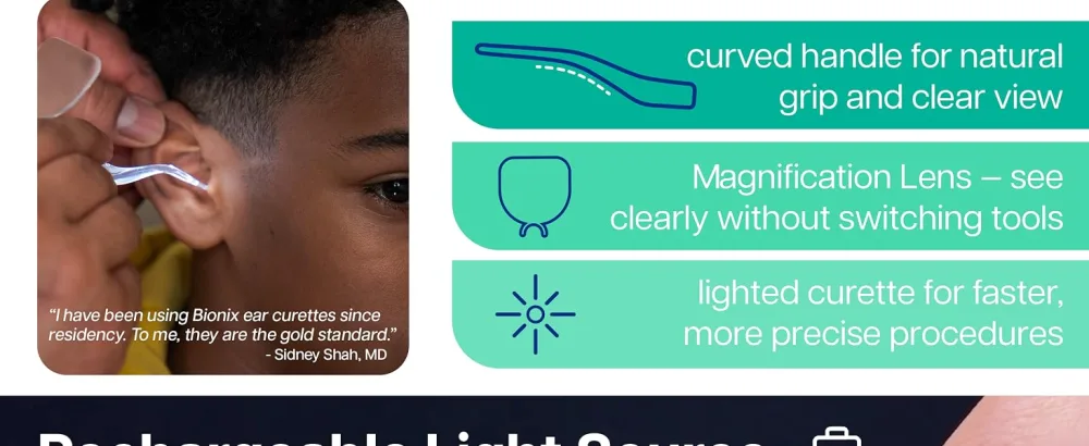 Bionix - Rechargeable Light Source for The Lighted Ear Curette System USB-C & LED Light Earwax Removal Kit Attachment Increases Visibility for Cerumen Removal Ideal for Healthcare Providers - ClearLook Lighted Ear Curettes