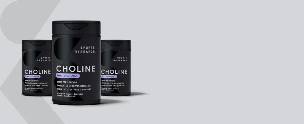 Sports Research Extra Strength Choline 800 mg - Essential Nutrient Featuring VitaCholine for Focus Support - Vegan Certified Non-GMO Gluten Free - 60 Liquid Capsules - fg546 choline