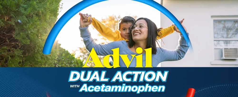Advil Dual Action Coated Caplets with Acetaminophen Ibuprofen 125 Mg and Acetaminophen 250Mg 144 Count 18 Bonus Caplets - Advil