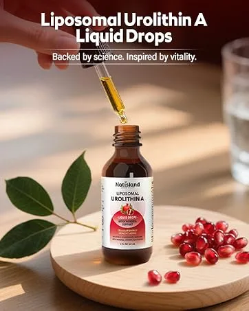 Liposomal Urolithin A Liquid Drops Urolithin A Supplement with Pomegranate Extract for Healthy Aging Antioxidant & Mitochondrial Support Non-GMO 2 Fl Oz - urolithin