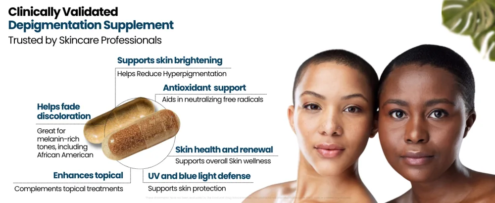 GlocalCare Depigma Support Reduction of Hyperpigmentation Melasma & Dark Spots with Glutathione Polypodium Leucotomos Grape Seed & Marigold Extract - Clinically Validated Depigmentation Supplement Trusted by Skincare Professionals