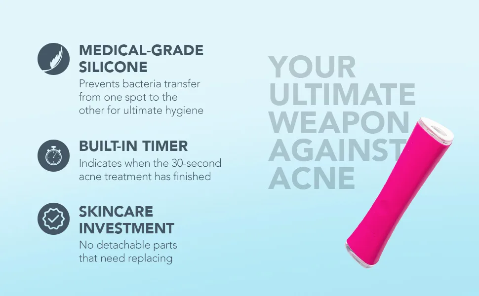 FOREO ESPADA LED Light Acne Treatment Device Magenta - timer in device