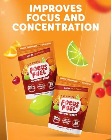 FocusFuel Energy Chews Peach Sample Pack (36 Servings) 100mg Caffeine + Alpha GPC + L-Theanine + B12 Magnesium No Crash or Jitters - FocusFuel Improves Focus and Concentration - Electric Fruit Punch