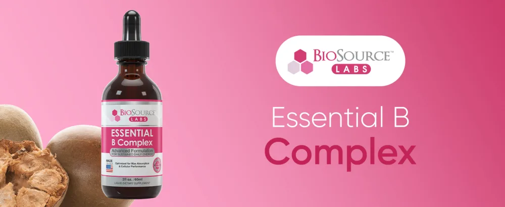 BioSource Labs Essential B Complex - Daily Vegan Vitamin B-Complex Sublingual Liquid Drops w/Methyl B12 (2oz / 60ml Bottle) - 60-Day Supply - Essential B Complex