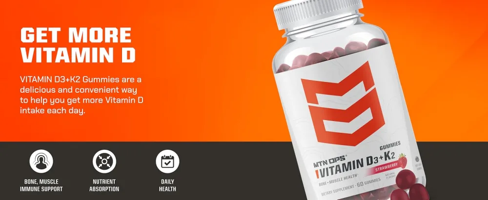 MTN OPS Vitamin D3 + K2 and Immune Gummies Bundle - get more vitamin d with mtn ops' vitamin d3 and k2 gummies
