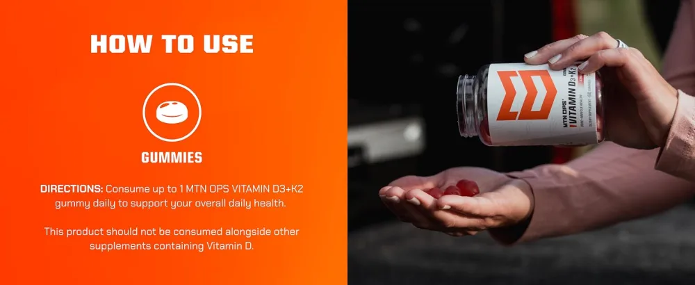 MTN OPS Vitamin D3 + K2 and Immune Gummies Bundle - how to use vitamin d and k gummies