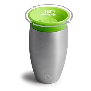 Munchkin  Miracle  Stainless Steel 360 Toddler Sippy Cup  10 Ounce  Green - miracle cup
