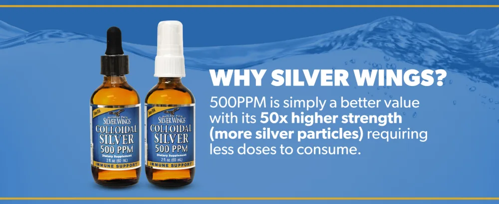 Natural Path Silver Wings Supplements - Colloidal Silver 500 ppm (1 oz / 30 ml) Immune Support Plus Herbal Ointment 250 ppm (1.5 oz) - Silver Wings