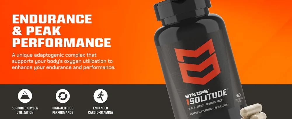 MTN OPS Solitude High-Altitude Performance Adaptogenic Complex - Reishi Mushroom & Milk Thistle Altitude Complex - Golden Root Schisandra and Grapeseed Extracts 25 Servings Veggie Capsules - endurance at high altitude performance