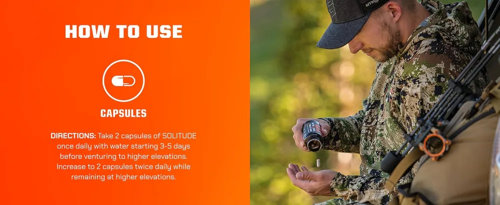 MTN OPS Solitude High-Altitude Performance Adaptogenic Complex - Reishi Mushroom & Milk Thistle Altitude Complex - Golden Root Schisandra and Grapeseed Extracts 25 Servings Veggie Capsules - how to use solitude