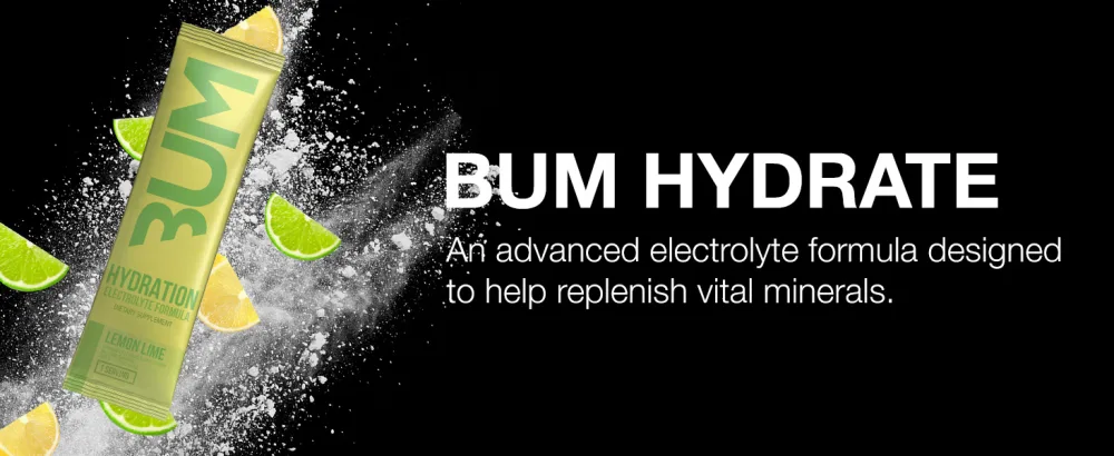 RAW Electrolytes Powder Hydration Drink Mix Packets Bum Hydrate (Lemon Lime 20 Servings) - Electrolyte Hydration Packets Supports Muscle Function & Endurance - Keto Free Electrolytes Powder Packets - Electrolyte Electrolytes Powder Hydration Packets Drink