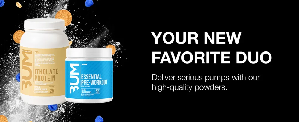 RAW Whey Isolate Protein Powder & Essential Pre-Workout Powder Bundle (Vanilla Oatmeal Cookie & Blue Raspberry) - Chris Bumstead Sports Nutrition Supplement for Men & Women - Preworkout Powder Workout Energy Nutrition Amino Women Men Creatine Drink Nu Supplement Nutrition