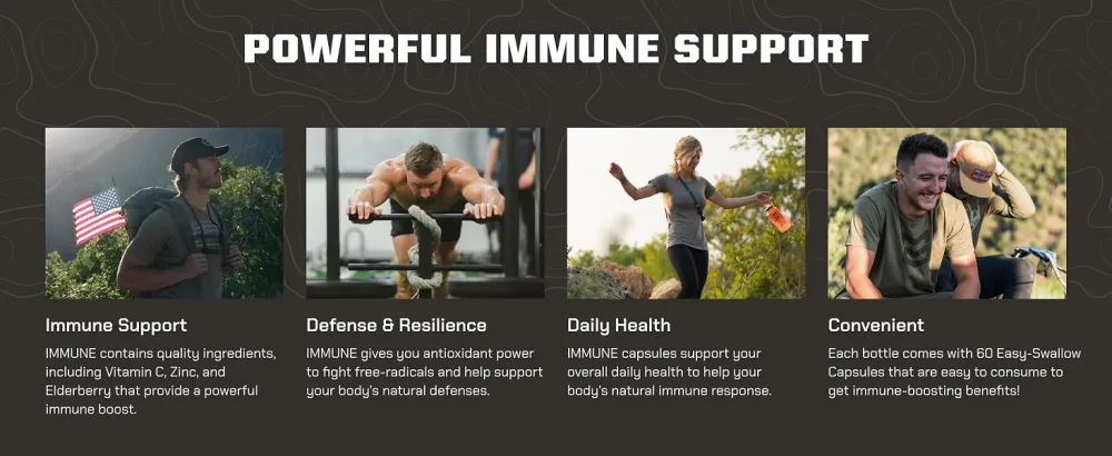 MTN OPS Immune Capsules Daily Immune Support with Vitamin D Vitamin C Zinc Elderberry Echinacea & Antioxidants - 60 Easy-Swallow Capsules - 30 Servings - powerful immune support