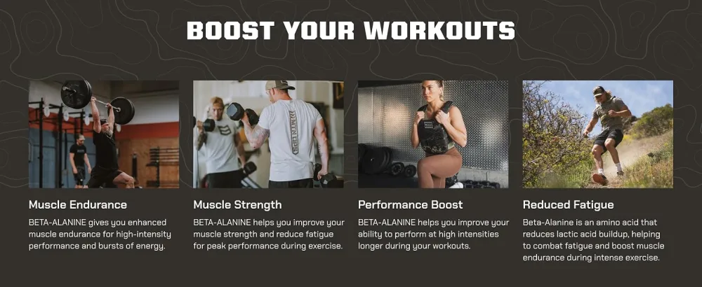 MTN OPS Beta Alanine Powder Pre Workout for Muscle Endurance & Strength 3g of Beta Alanine per Serving Unflavored 100 Servings - boost your workouts
