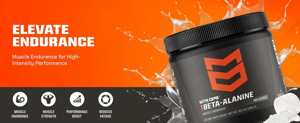 MTN OPS Beta Alanine Powder Pre Workout for Muscle Endurance & Strength 3g of Beta Alanine per Serving Unflavored 100 Servings - elevate endurance