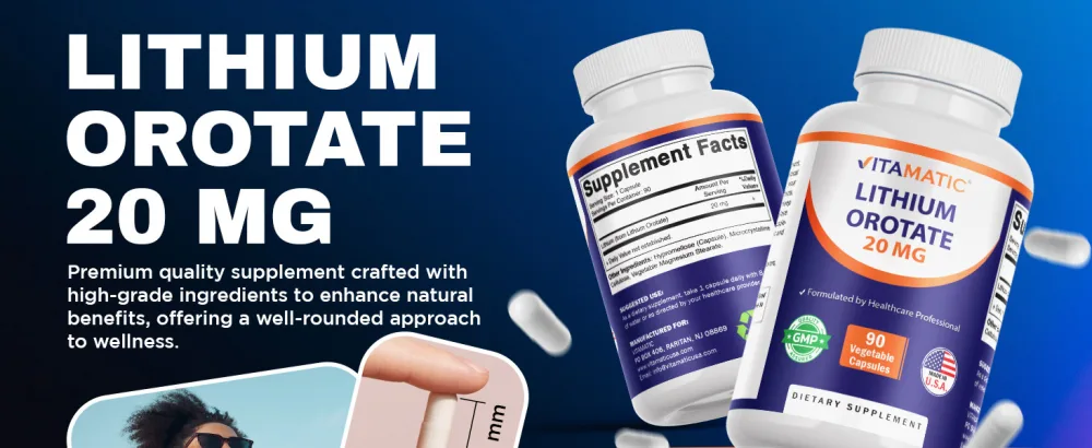 Vitamatic Lithium Orotate 20mg 90 Capsules - Veggie Caps Non-GMO Gluten Free- 2 Pack - product information 12