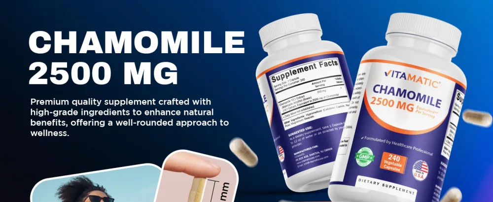 Vitamatic Chamomile 2500 mg Equivalent Per Serving (from 250 mg of 10:1 Extract) - 240 Veg Capsules - Non-GMO & Gluten Free - product information 12