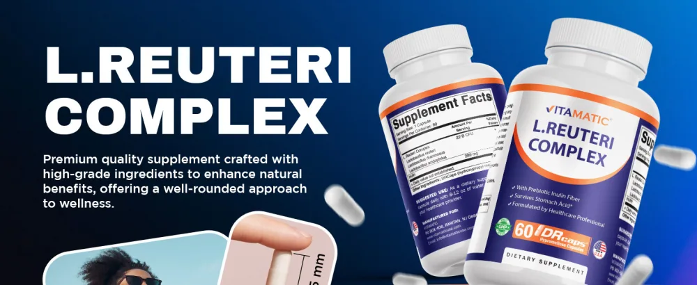 Vitamatic Lactobacillus Reuteri Complex 22 Billion CFU per Delayed Release Capsule 60 Capsules Digestive & Gut Health Support with Prebiotic Inulin Fiber - 2 Pack - product information 12