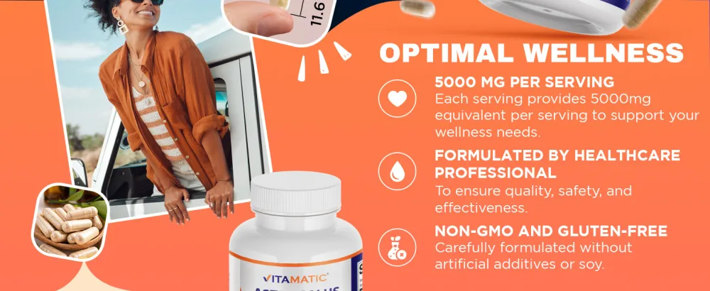 Vitamatic Astragalus Capsules 200 Veg Capsules - 10:1 Astragalus Extract 500mg - Non-GMO Gluten-Free - product information 13