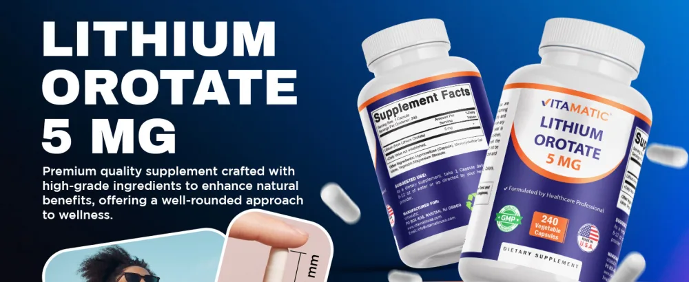 Vitamatic Lithium Orotate 5mg 240 Veggie Capsules Non-GMO Gluten Free. - 2 Pack 480 Count (Pack of 1) - product information 12