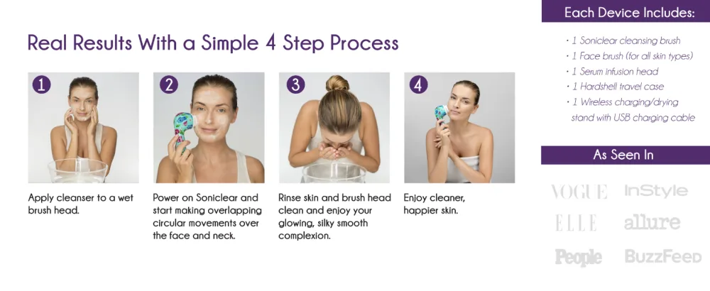 Michael Todd Beauty   Soniclear Petite   Facial Cleansing Brush System   3-Speed Powered Exfoliating Face Brush - soniclear