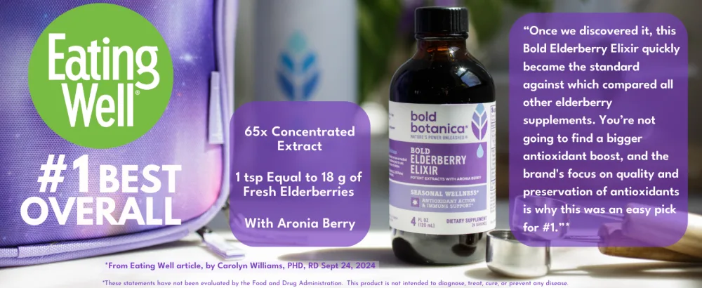 Bold Botanica Elderberry Elixir 65X Concentrated Extract Sugar-Free & Kid Friendly Immune Support Elderberry Syrup for Kids & Adults with Aronia Berry & Monk Fruit 4 fl oz - Bold Elderberry Syrup for Immune Support