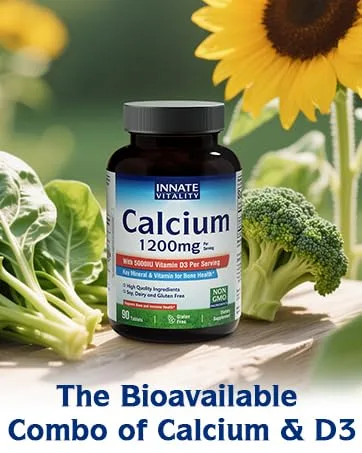 Innate Vitality Magnesium Glycinate Complex 420mg Elemental Magnesium Per Serving Enhanced Absorption Black Pepper Vitamin D3 & B6 Sleep Mood Bone Nerve Support 180 Caps - Calcium 1200 mg with Vitamin D3