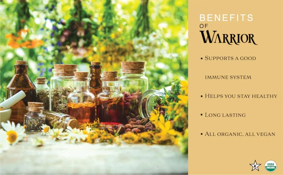 Warrior - Organic Immune System Support - Made with Nature's 8 Most Potent Immunity Defense Herbs - Khroma Herbs organic immunity support supplement