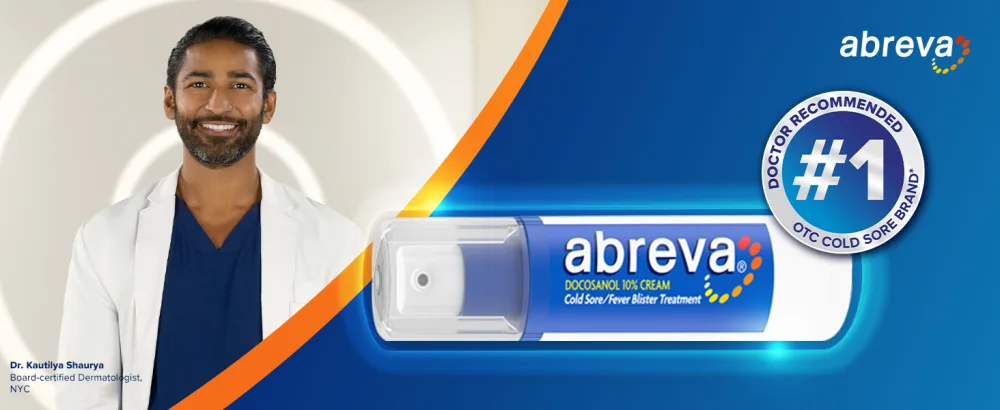 Abreva Docosanol 10% Cream Cold Sore Treatment Fever Blister and Cold Sore Cream - 0.07 Oz Pump Bottle x 3 - Abreva