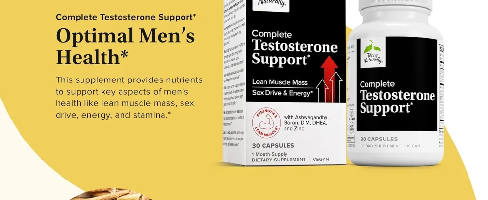 Terry Naturally Complete Testosterone Support - Energy Supplement for Exercise Recovery - Male Hormonal Balance Support - Vegan - 30 Capsules (30 Servings) - product information 20