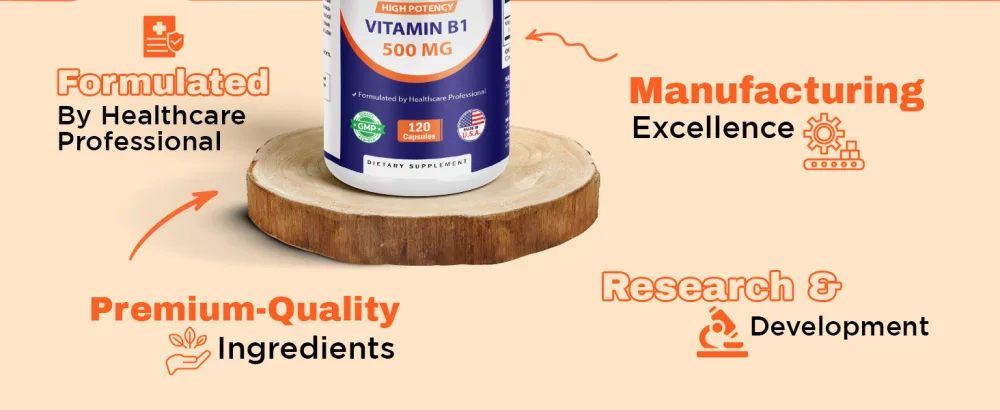 Vitamatic Vitamin B1 (Thiamine) 500mg 3 Pack (360 Capsules Total) - Banner- 3