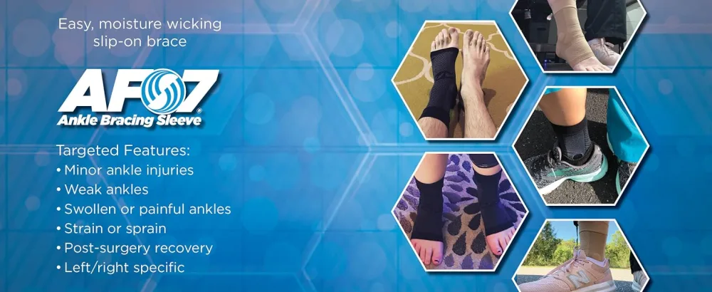 OrthoSleeve Compression Ankle Brace AF7 for inversion sprains  weak ankles  instability and Achilles tendonitis (Large  Black  Left Foot) Large Black Left Foot - ankle brace