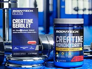 BODYTECH Beta-Alanine Powder - Supports Muscle Endurance Performance & Workout Capacity - Unflavored (5.1 oz 90 Servings) - BodyTech Creatine Monohydrate