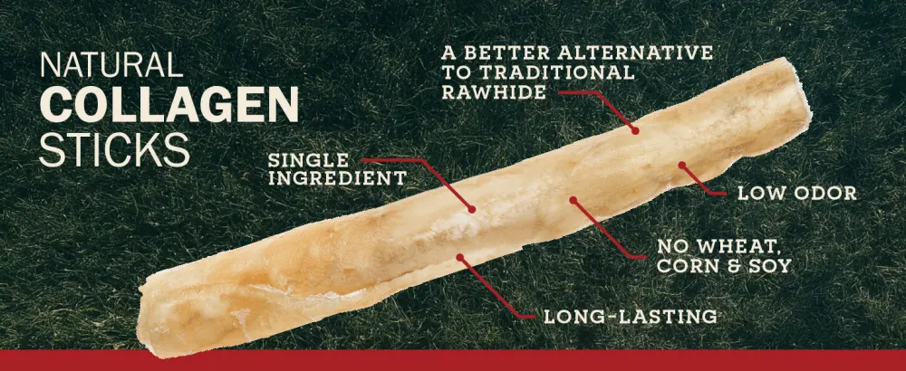 Med Bully Wrapped Collagen Stick 30ct Beef Medium - Case of 30 - nautral collagen stick, no wheat, corn, and soy, low odor
