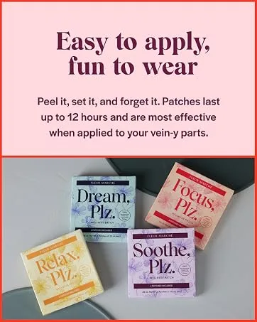 Fleur Marche Relax Plz Botanical Supplement Patch - Calming & Relaxing Wellness Patch with Ashwagandha Chamomile & Other Powerful Adaptogens - Highly Bioavailable - 28 Patches 1 Count (Pack of 28) - Easy to apply, fun to wear