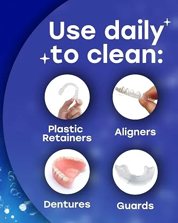 Efferdent Retainer Cleaning Tablets Denture Cleaning Tablets for Dental Appliances Overnight Whitening 126 Count 126 Count (Pack of 1) PM - Use Daily
