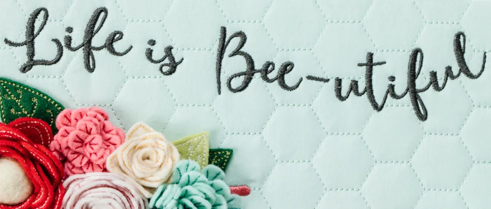 Kimberbell Bench Pillows Machine Embroidery (May Flowers) - Kimberbell Designs Machine Embroidery "Life Is Bee-utiful"