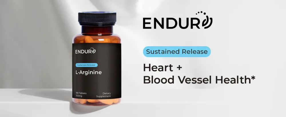 Endur L-Arginine Healthy Blood Flow & Heart Function Supplement Supports Exercise Performance & Immune Health Gluten Free 350mg (400 Tablets) - L-Arginine