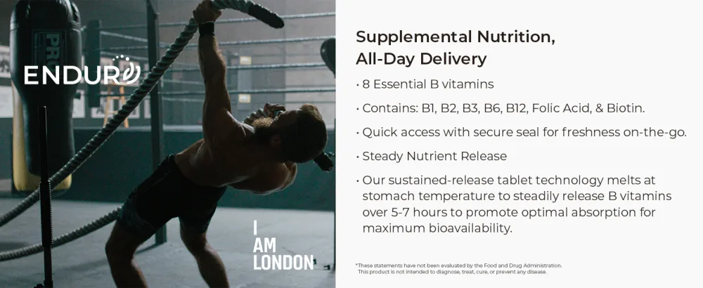 ENDUR-B Complex SR Energizing Vitamin B Helps Support Healthy Aging Cardiovascular Wellness & More Sustained Release Gluten Free 150 Tablets - Supplemental Nutrition, All-Day Delivery — contains 8 essential B vitamins including B1, B2, B6, B12