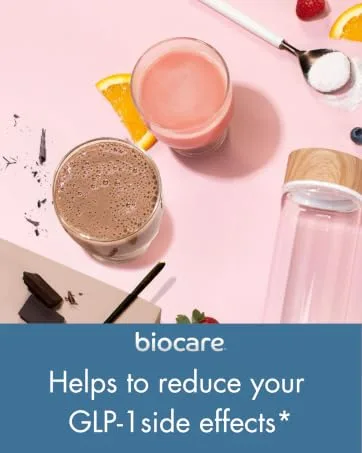 Biocare Nutritional Beverage for GLP-1 Users Dietary Powder Drink Provides 20g Essential Protein 26 Vitamins/Minerals Helps Ease Nausea Bloating Constipation Chocolate (14 Count) - Biocare