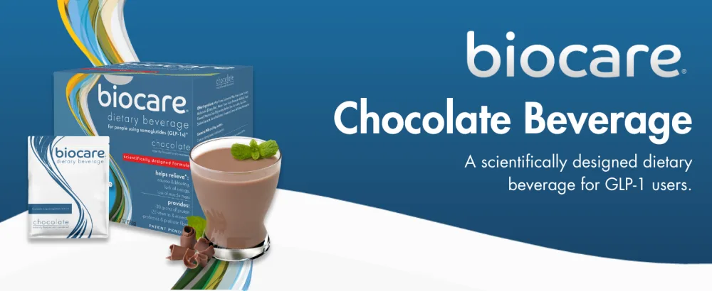 Biocare Nutritional Beverage for GLP-1 Users Dietary Powder Drink Provides 20g Essential Protein 26 Vitamins/Minerals Helps Ease Nausea Bloating Constipation Chocolate (14 Count) - Biocare Dietary Beverage For GLP-1 Users High Protein and Fiber No Artificial Sweeteners
