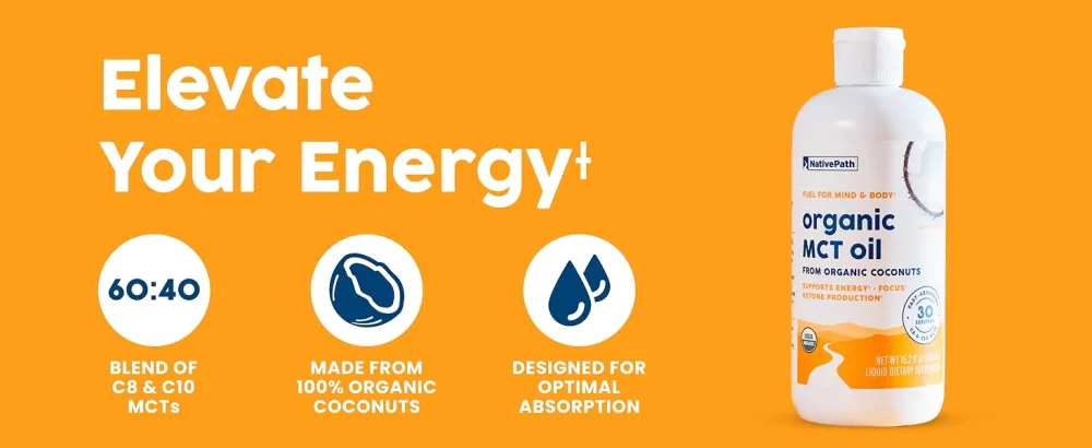 NativePath Organic MCT Oil Liquid - Pure C8 C10 from Coconuts - Caprylic Acid for Keto Coffee - Paleo Vegan Flavorless Non-GMO - 30 Servings - product information 9