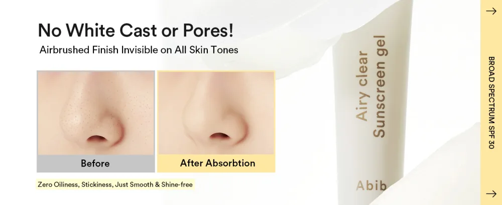 Abib Airy Clear Sunscreen Gel SPF30 1.01 fl.oz / 30 g (Semi- matte) | Korean Suncreen Suncare Sunblock No White cast Primer poreless Airy (Semi-matte) - Airy sunscreen gel