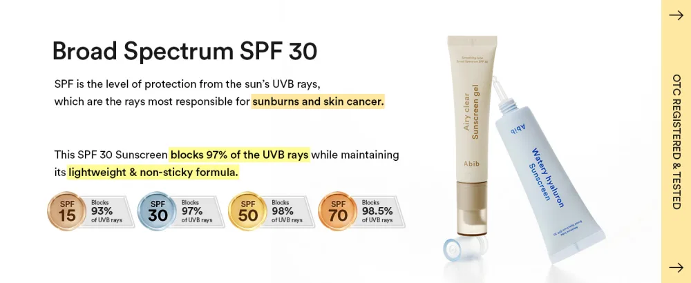 Abib Airy Clear Sunscreen Gel SPF30 1.01 fl.oz / 30 g (Semi- matte) | Korean Suncreen Suncare Sunblock No White cast Primer poreless Airy (Semi-matte) - Airy sunscreen gel