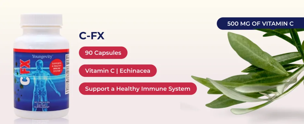 Youngevity C-Fx - Vitamin C 500mg Echinacea Herb & Root for Immune Support Supplement (90 Capsules) - C-FX