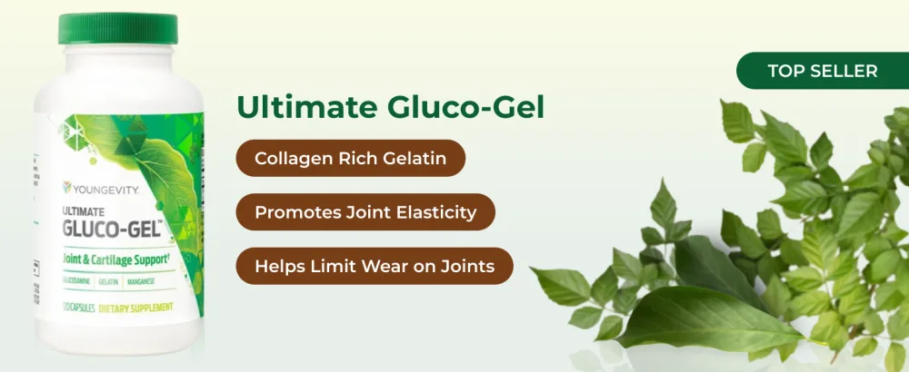 Youngevity Ultimate Gluco-Gel Bone Support Supplement with Glucosamine Sulfate and Gelatin 120 Capsules - Ultimate Gluco-Gel