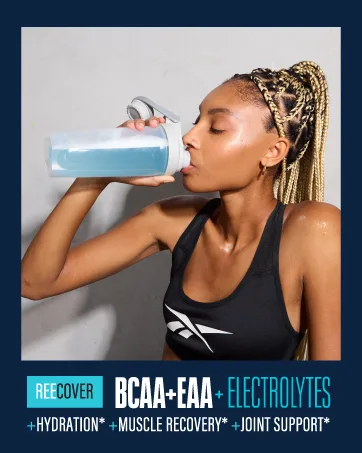 Reebok REECover Amino Acids + Electrolytes | 8g EAAs 5g BCAAs Hydration Matrix | Muscle Recovery Strength | Post-Workout Support | 30 Servings | Strawberry Lemonade - reebok nutrition hydration electrolytes BCAA EAA Branch chain amino acids esseential aminos
