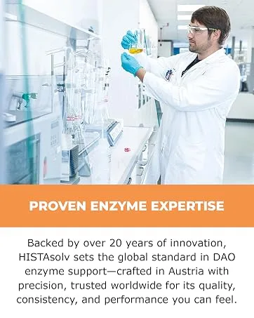 HISTAsolv Extra Strength DAO Enzyme Supplement for Histamine Food Intolerance - Eases Digestive Discomfort - Patented Tech - Made in Austria - 30 Pack 30 Count (Pack of 1) - product information 8