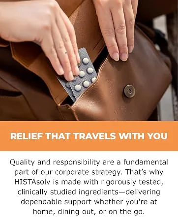 HISTAsolv Extra Strength DAO Enzyme Supplement for Histamine Food Intolerance - Eases Digestive Discomfort - Patented Tech - Made in Austria - 30 Pack 30 Count (Pack of 1) - relief