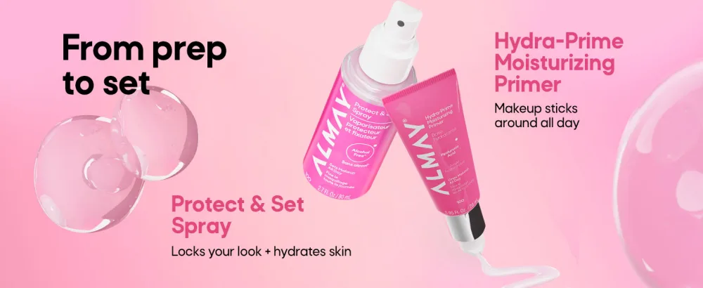 Almay Protect & Set Spray Hydrating Makeup Setting Spray Vegan Face Mist 100 2.7 fl oz - Protect &amp; Set Spray and Hydra-Prime Moisturizing Primer